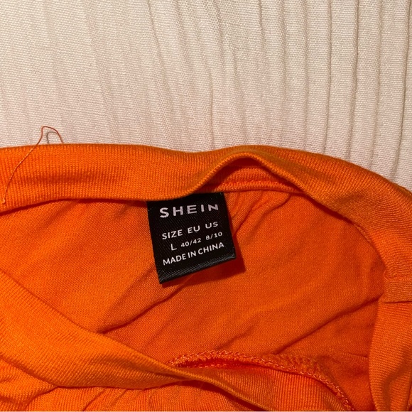 SHEIN EZwear Neon Orange Drawstring Side Solid Top - Picture 4 of 4